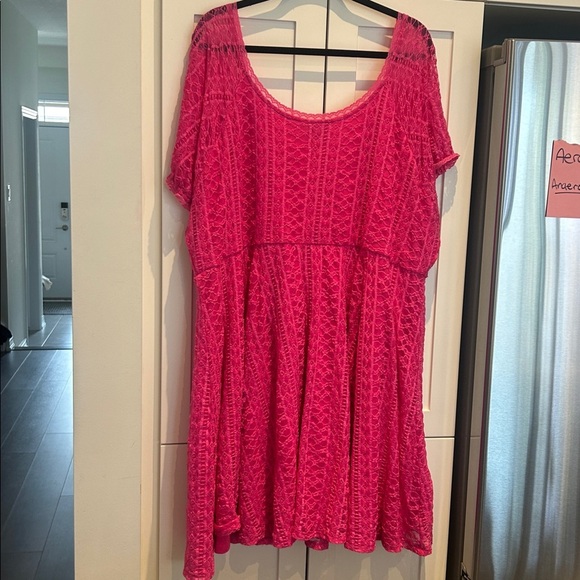 Torrid X Betsey Johnson Fit & Flare Puff Sleeve Mini Dress Pink Size 5X - Picture 8 of 14